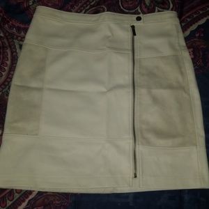 Off White Faux Leather/Suede Mini Skirt